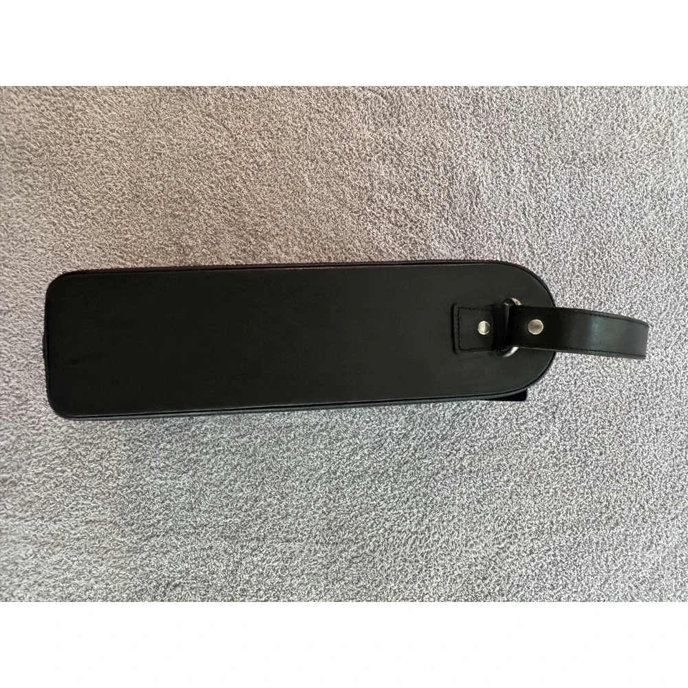 Genuine Leather Wine Bottle Travel Case Carrier Black w/ Strap | Padded Lining |